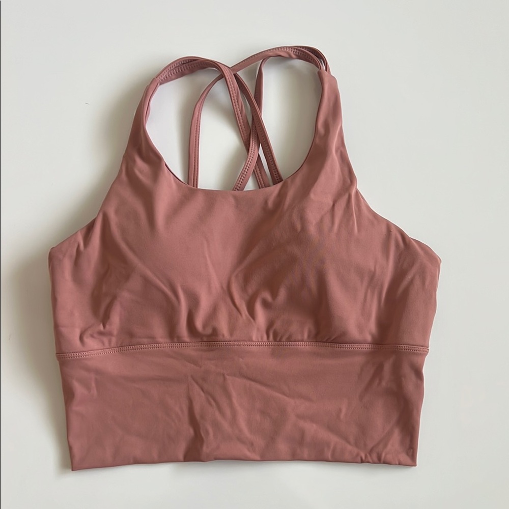 Dusty Rose Racerback Sports Bra with Wide Supportive Band